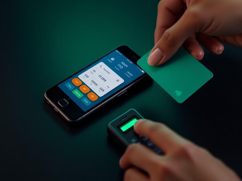 Smartphone payment app with a bluetooth card reader accepting a tap payment